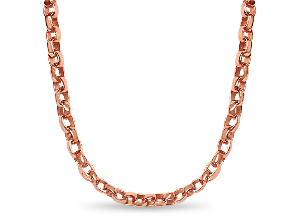 Oval Rolo Solid White/Yellow/Rose Gold Handmade Necklace , 6mm, 16-30 Inch