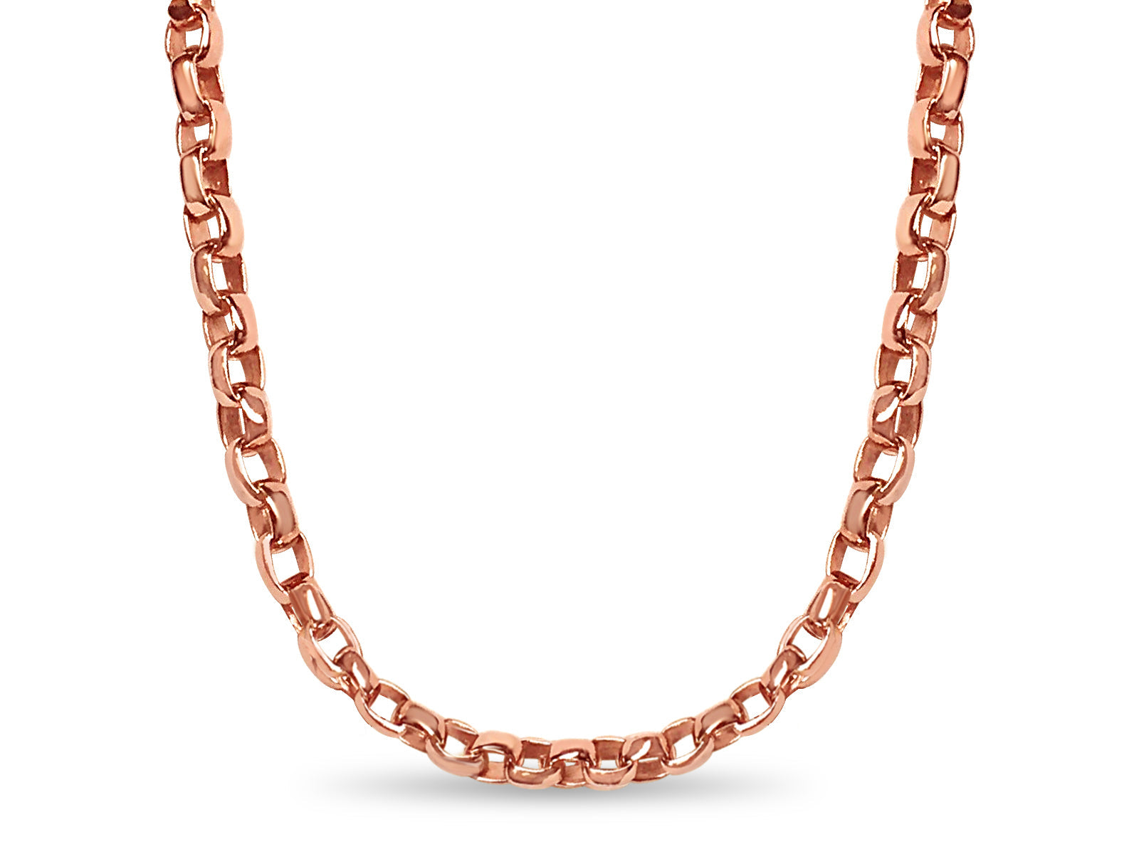 Oval Rolo Solid White/Yellow/Rose Gold Handmade Necklace , 6mm, 16-30 Inch