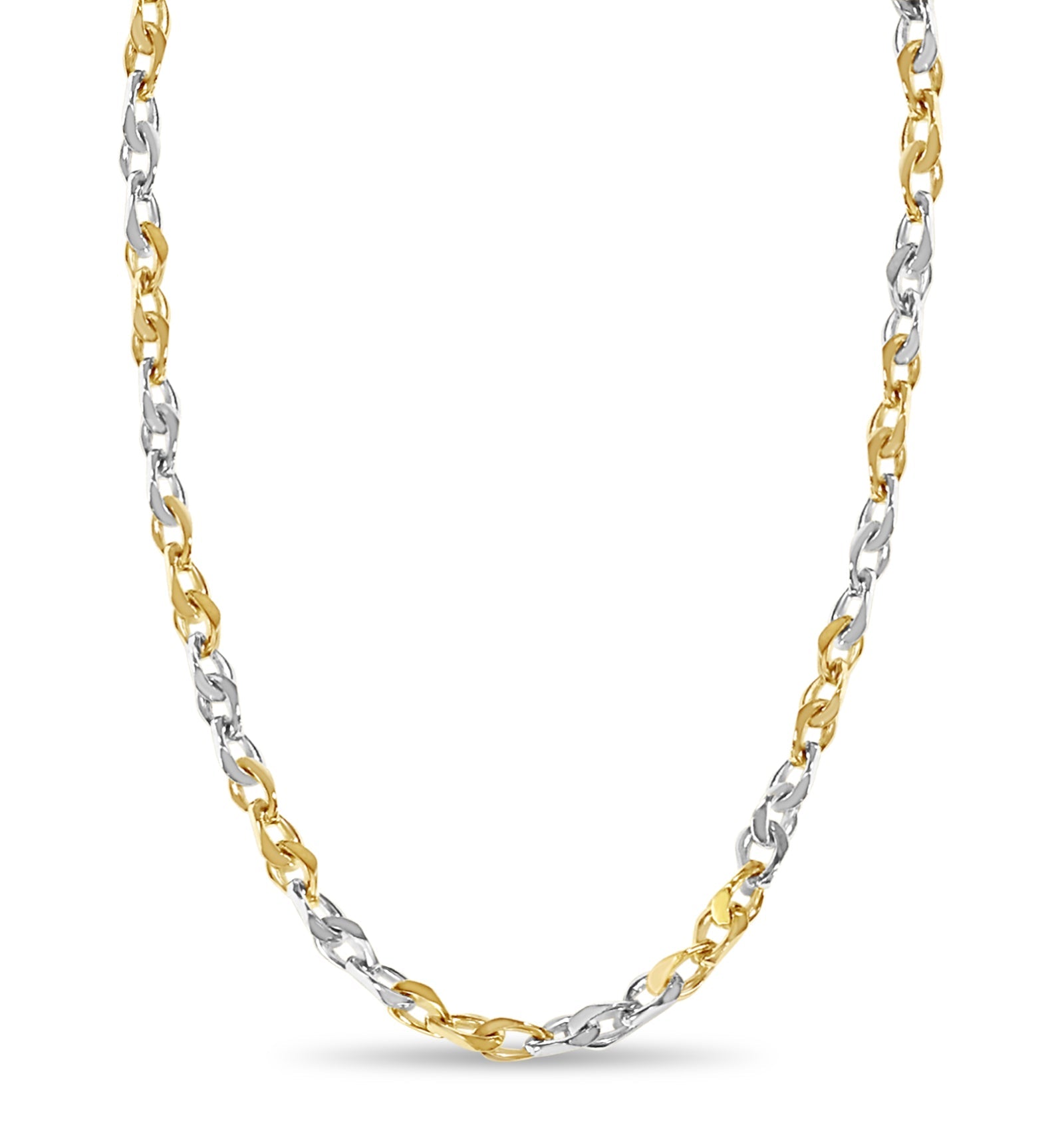 Anchor Mariner Solid White/Yellow/Rose Gold Handmade Necklace , 7mm, 16-30 Inch