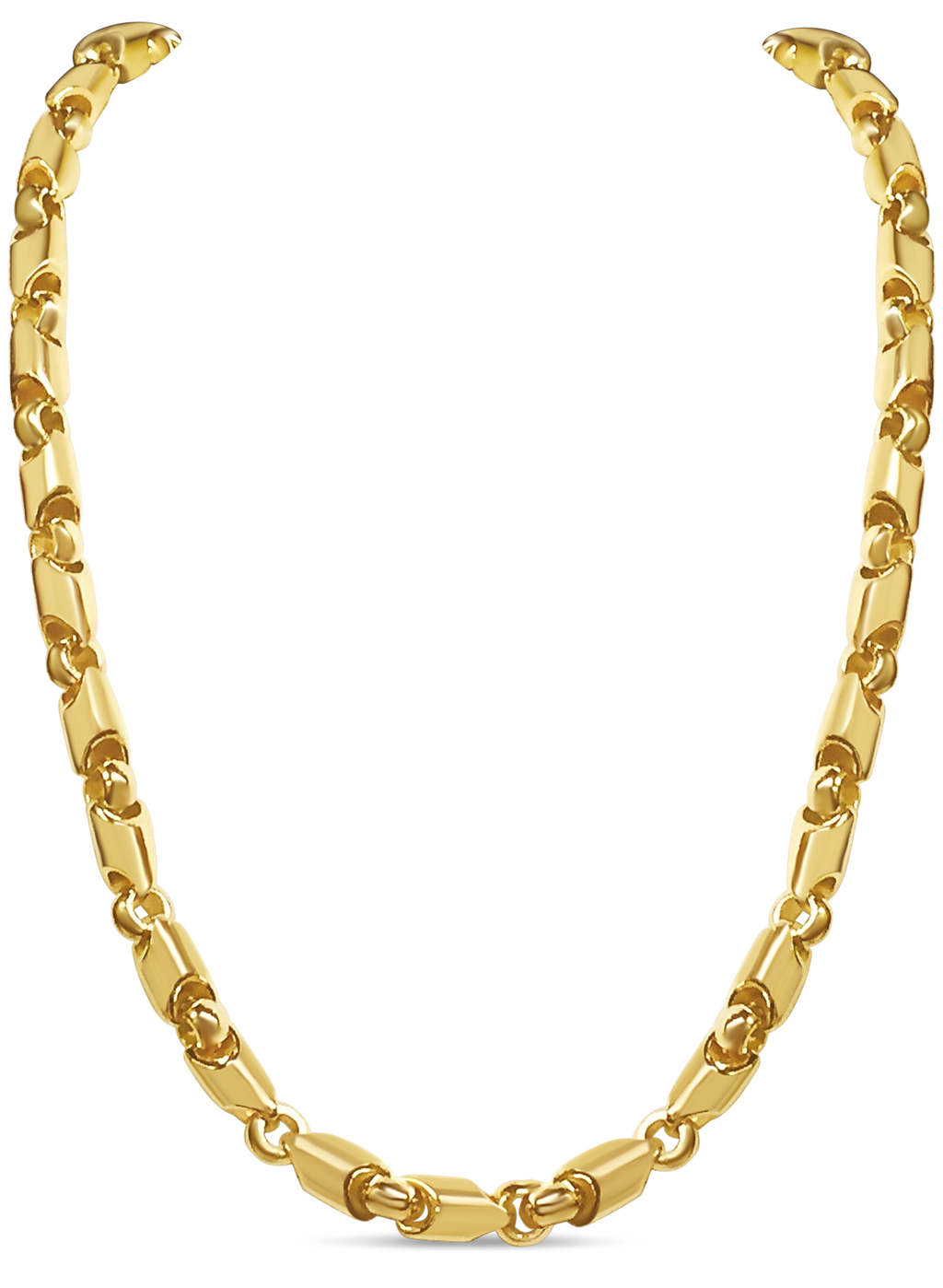 Fancy Tube Solid White/Yellow/Rose Gold Handmade Necklace , 8mm, 16-30 Inch
