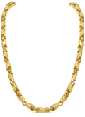 Fancy Tube Solid White/Yellow/Rose Gold Handmade Necklace , 8mm, 16-30 Inch