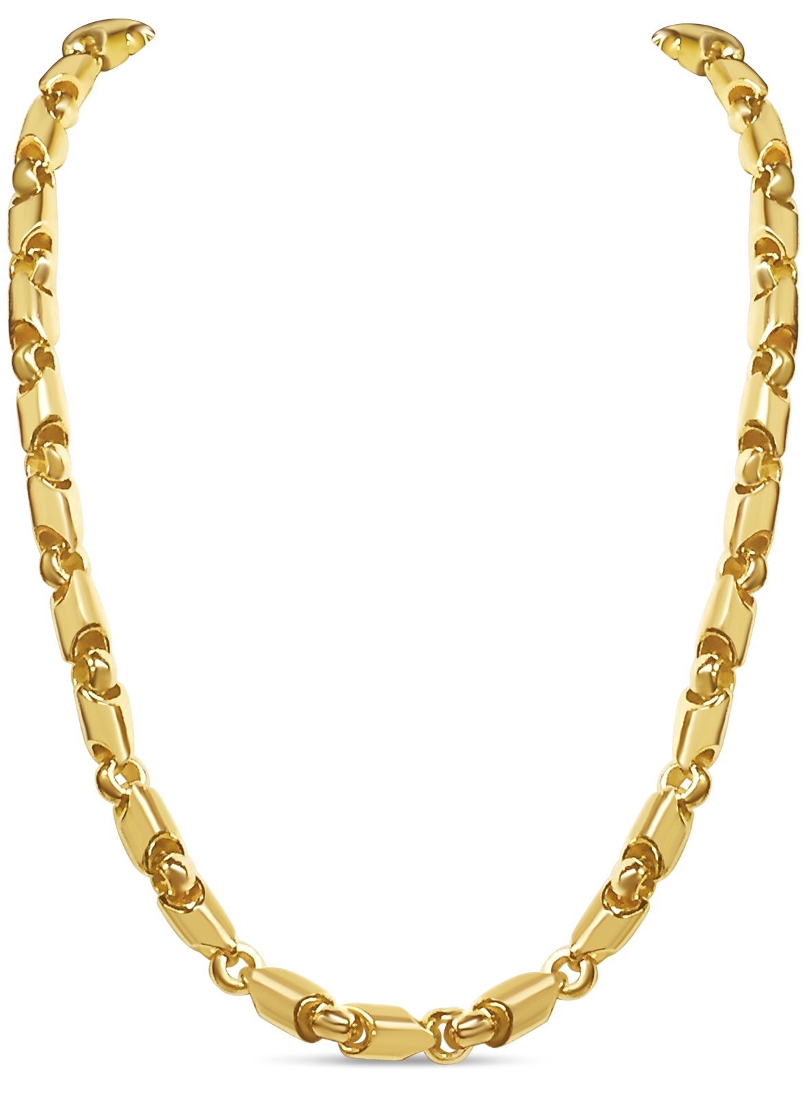 Fancy Tube Solid White/Yellow/Rose Gold Handmade Necklace , 8mm, 16-30 Inch