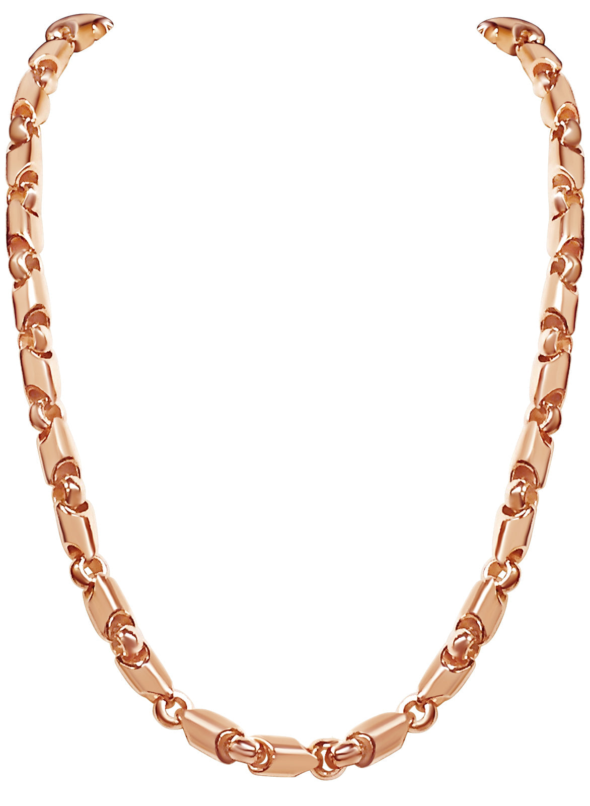 Fancy Tube Solid White/Yellow/Rose Gold Handmade Necklace , 8mm, 16-30 Inch