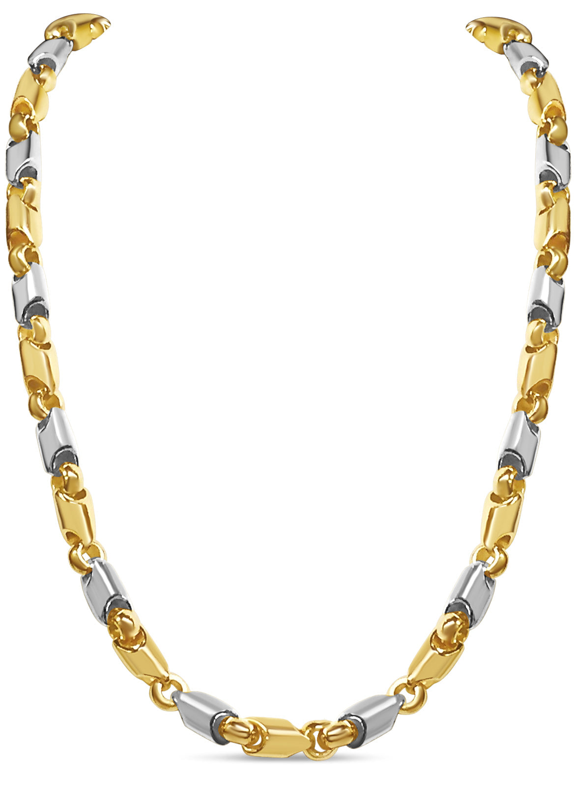 Fancy Tube Solid White/Yellow/Rose Gold Handmade Necklace , 8mm, 16-30 Inch