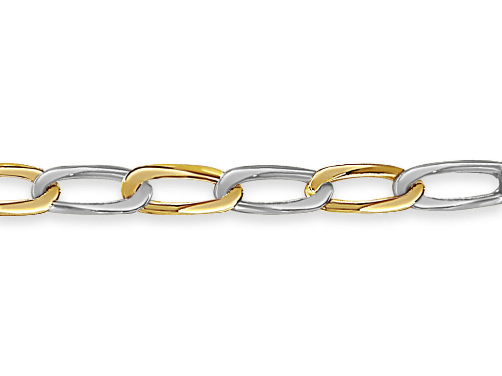 Flat Solid White/Yellow/Rose Gold Handmade Necklace , 9mm, 16-30 Inch