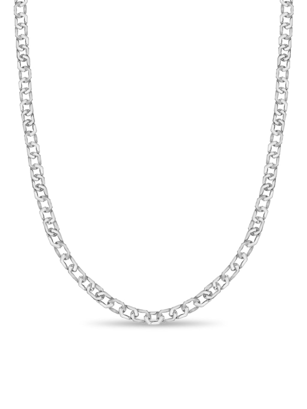 Curb Solid White/Yellow/Rose Gold Handmade Necklace , 11mm, 16-30 Inch