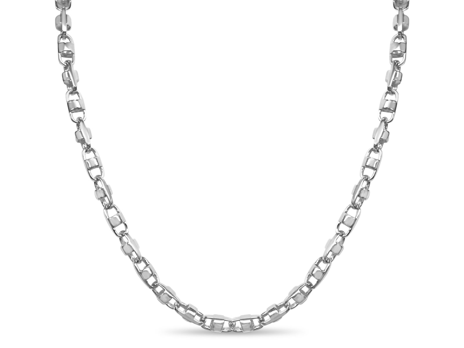 Anchor Mariner Solid White/Yellow/Rose Gold Handmade Necklace , 7mm, 16-30 Inch