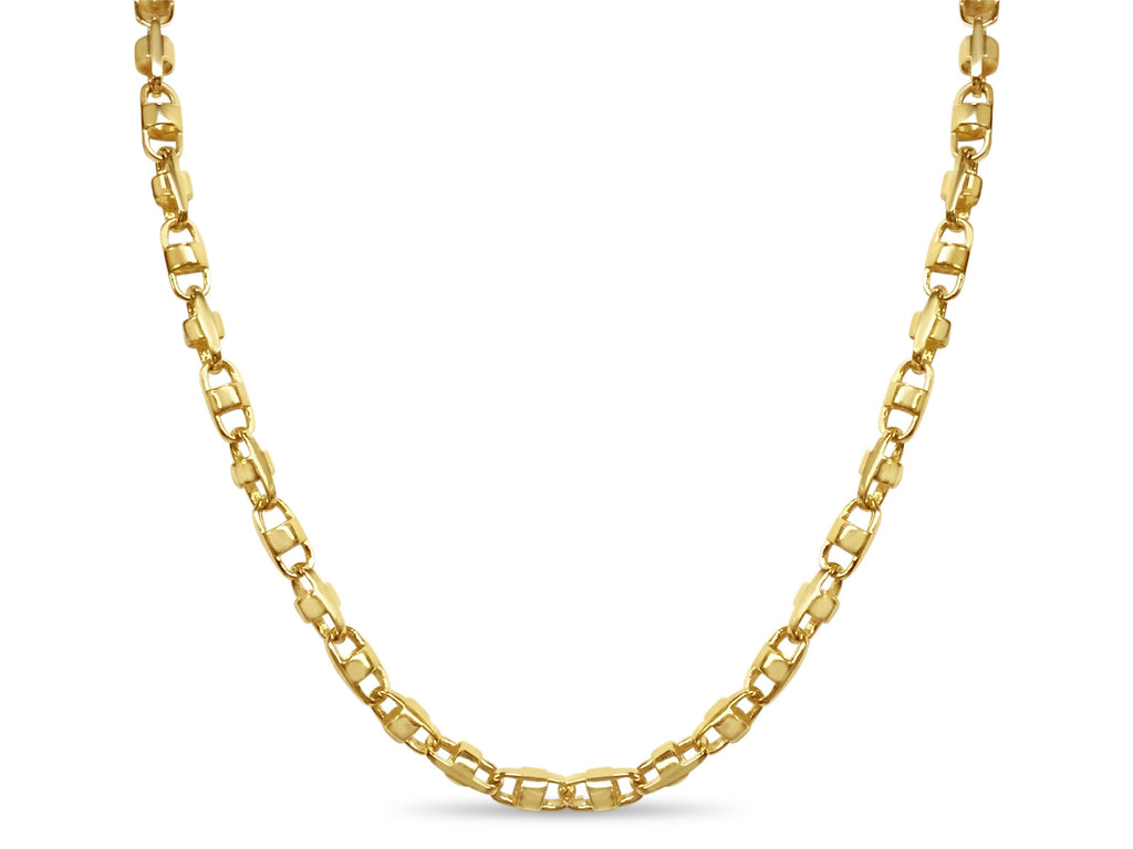 Anchor Mariner Solid White/Yellow/Rose Gold Handmade Necklace , 7mm, 16-30 Inch