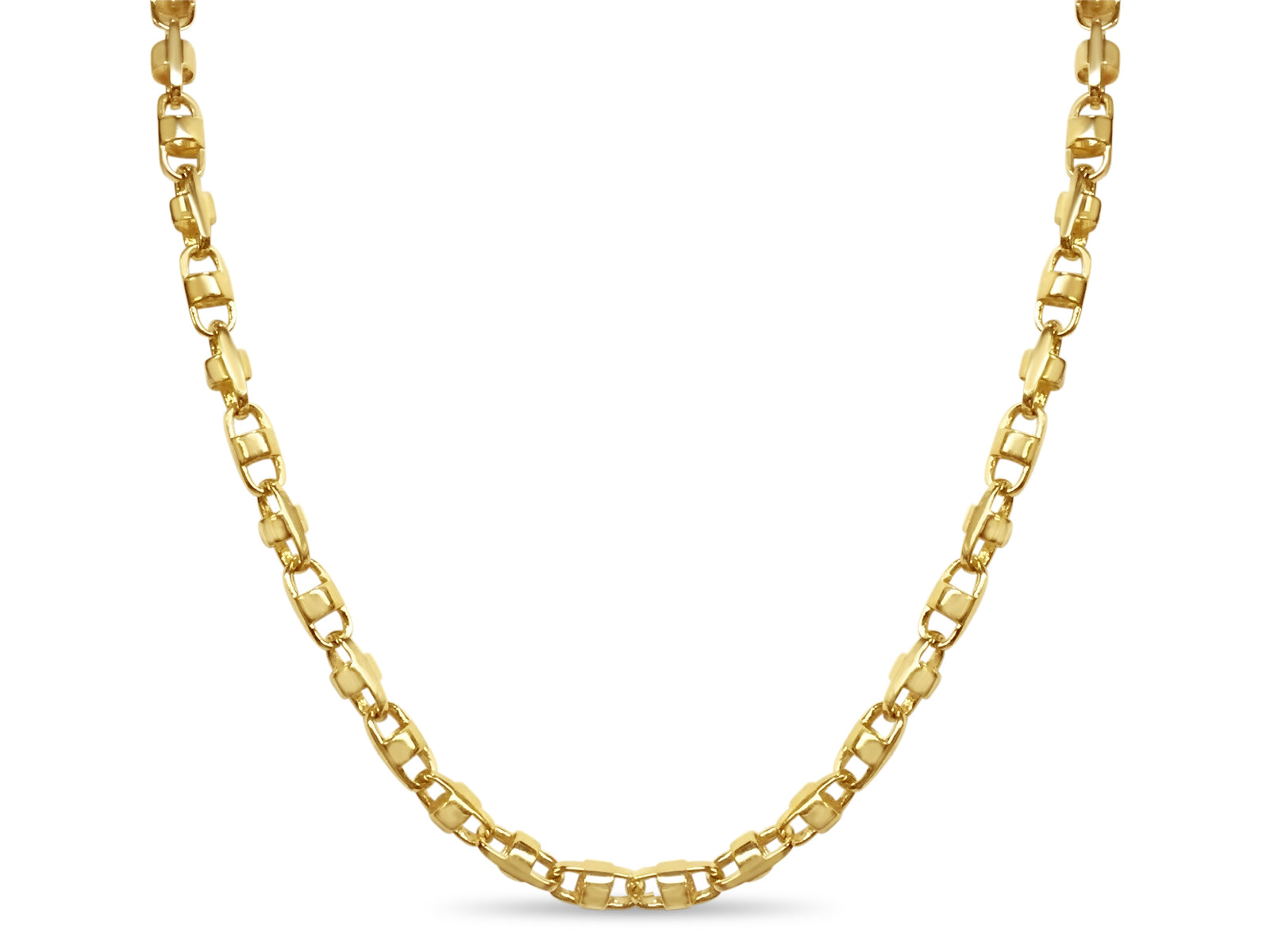 Anchor Mariner Solid White/Yellow/Rose Gold Handmade Necklace , 7mm, 16-30 Inch