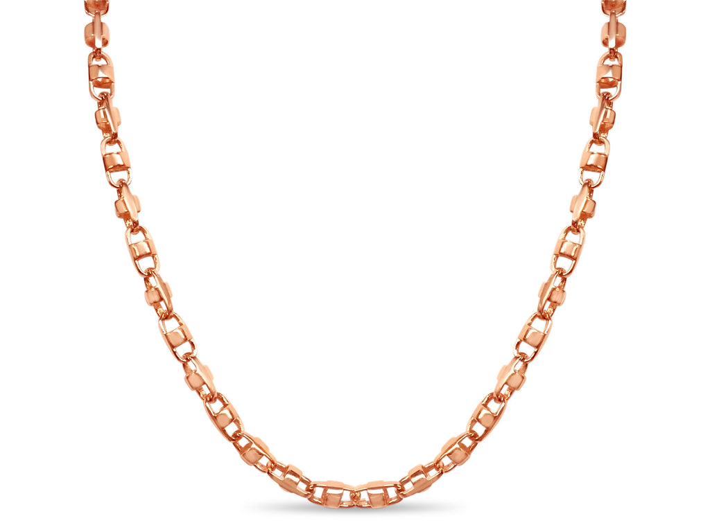 Anchor Mariner Solid White/Yellow/Rose Gold Handmade Necklace , 7mm, 16-30 Inch