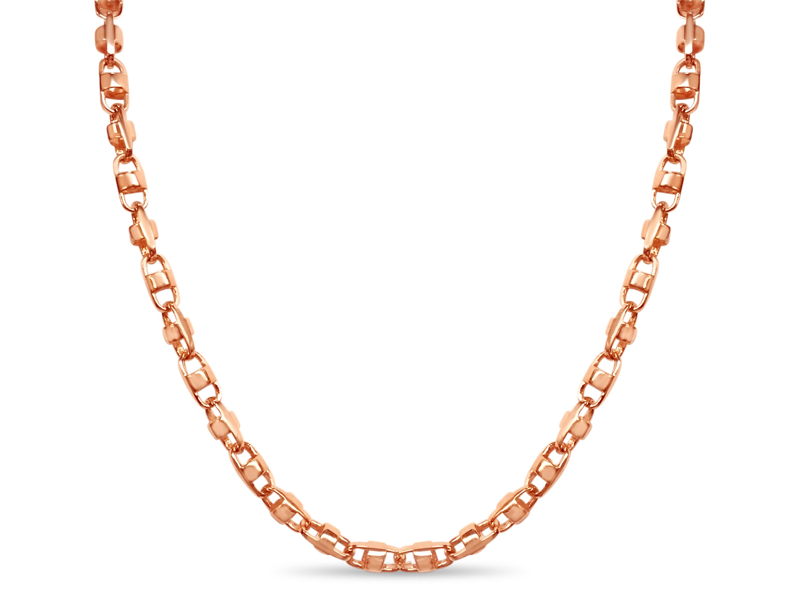 Anchor Mariner Solid White/Yellow/Rose Gold Handmade Necklace , 7mm, 16-30 Inch