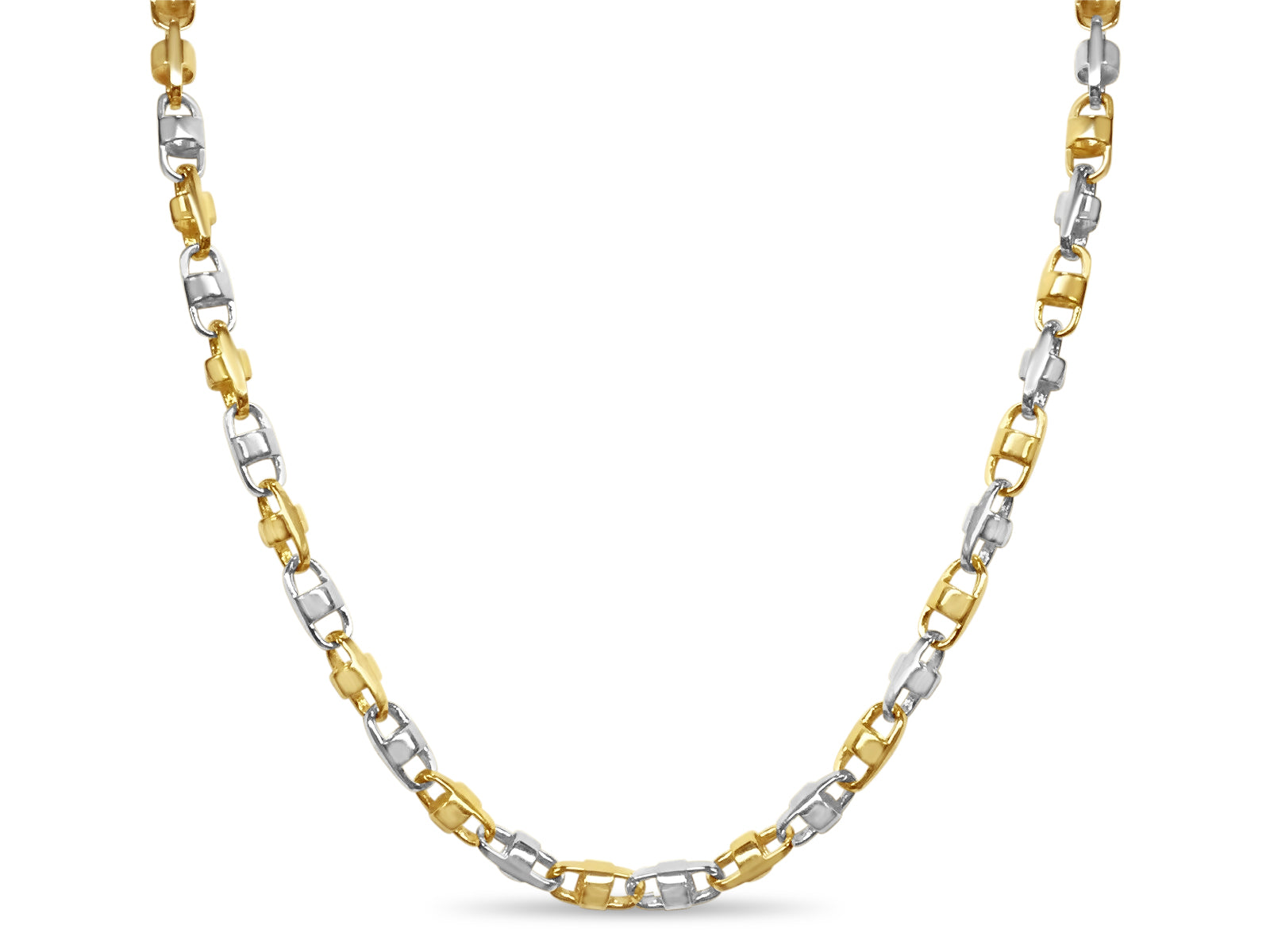 Anchor Mariner Solid White/Yellow/Rose Gold Handmade Necklace , 7mm, 16-30 Inch