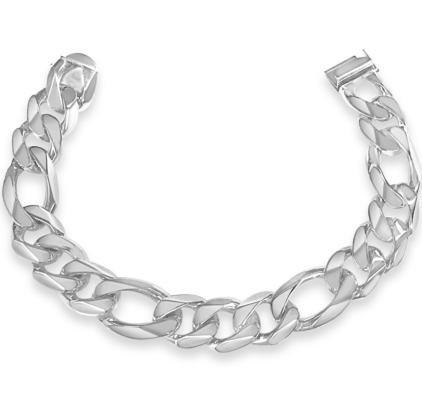 Figaro Solid White/Yellow/Rose Gold Handmade Bracelet , 18mm, 6.5-10 Inch