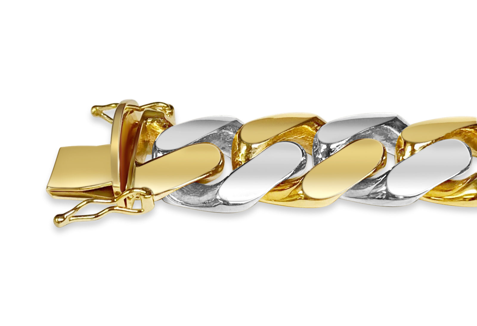 Miami Cuban Solid White/Yellow/Rose Gold Handmade Bracelet , 16mm, 6.5-10 Inch