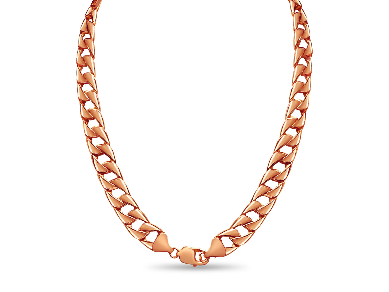 Curb Solid White/Yellow/Rose Gold Handmade Necklace , 13mm, 16-30 Inch