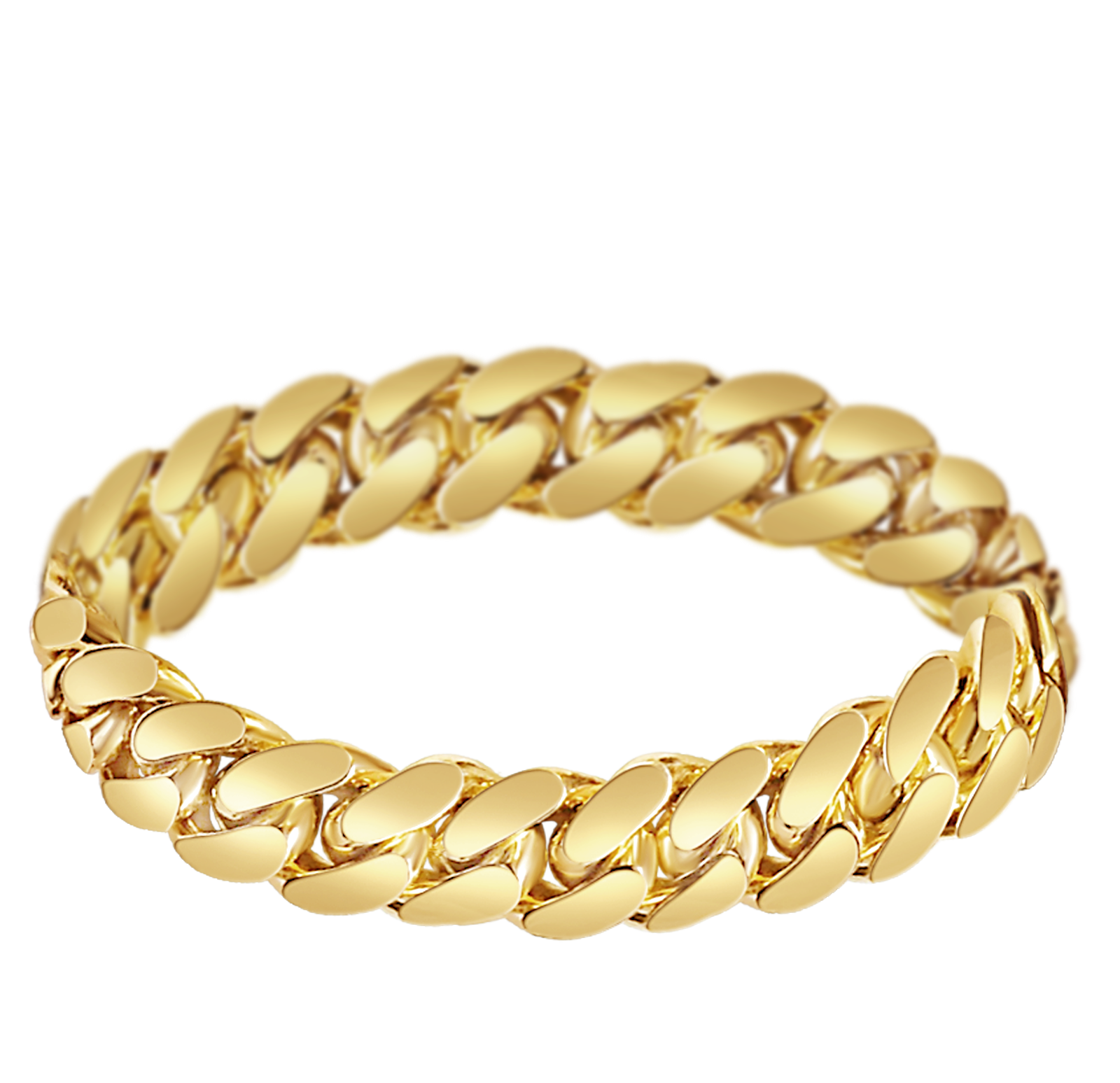 Miami Cuban Solid White/Yellow/Rose Gold Handmade Bracelet , 13mm, 6.5-10 Inch