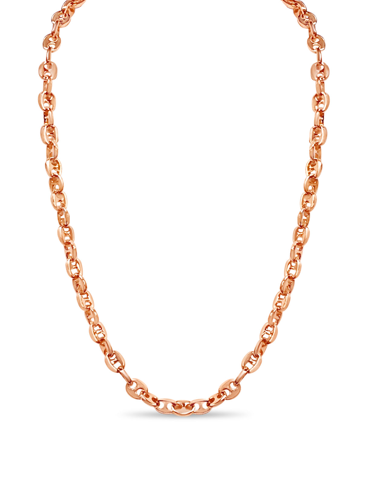 Anchor Mariner Solid White/Yellow/Rose Gold Handmade Necklace , 9mm, 16-30 Inch