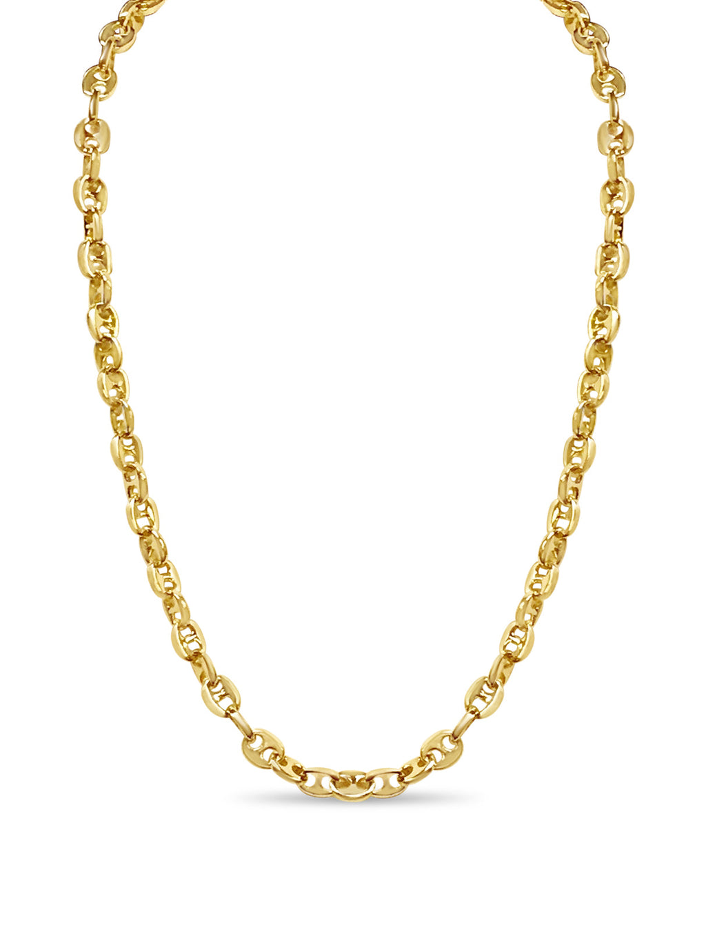 Anchor Mariner Solid White/Yellow/Rose Gold Handmade Necklace , 9mm, 16-30 Inch