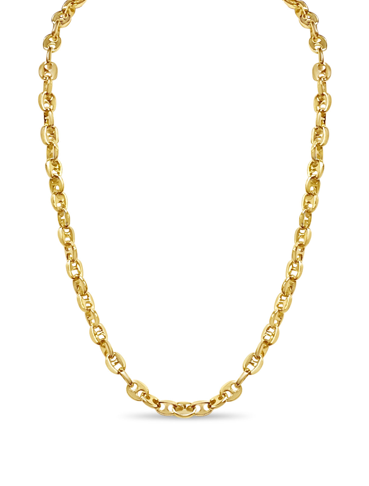 Anchor Mariner Solid White/Yellow/Rose Gold Handmade Necklace , 9mm, 16-30 Inch