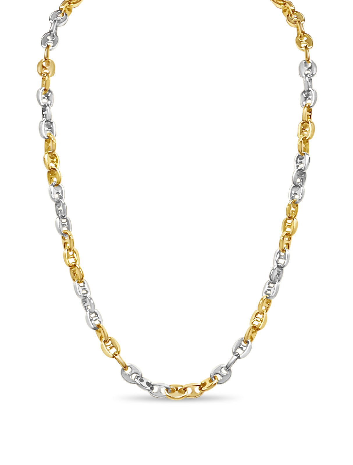 Anchor Mariner Solid White/Yellow/Rose Gold Handmade Necklace , 9mm, 16-30 Inch
