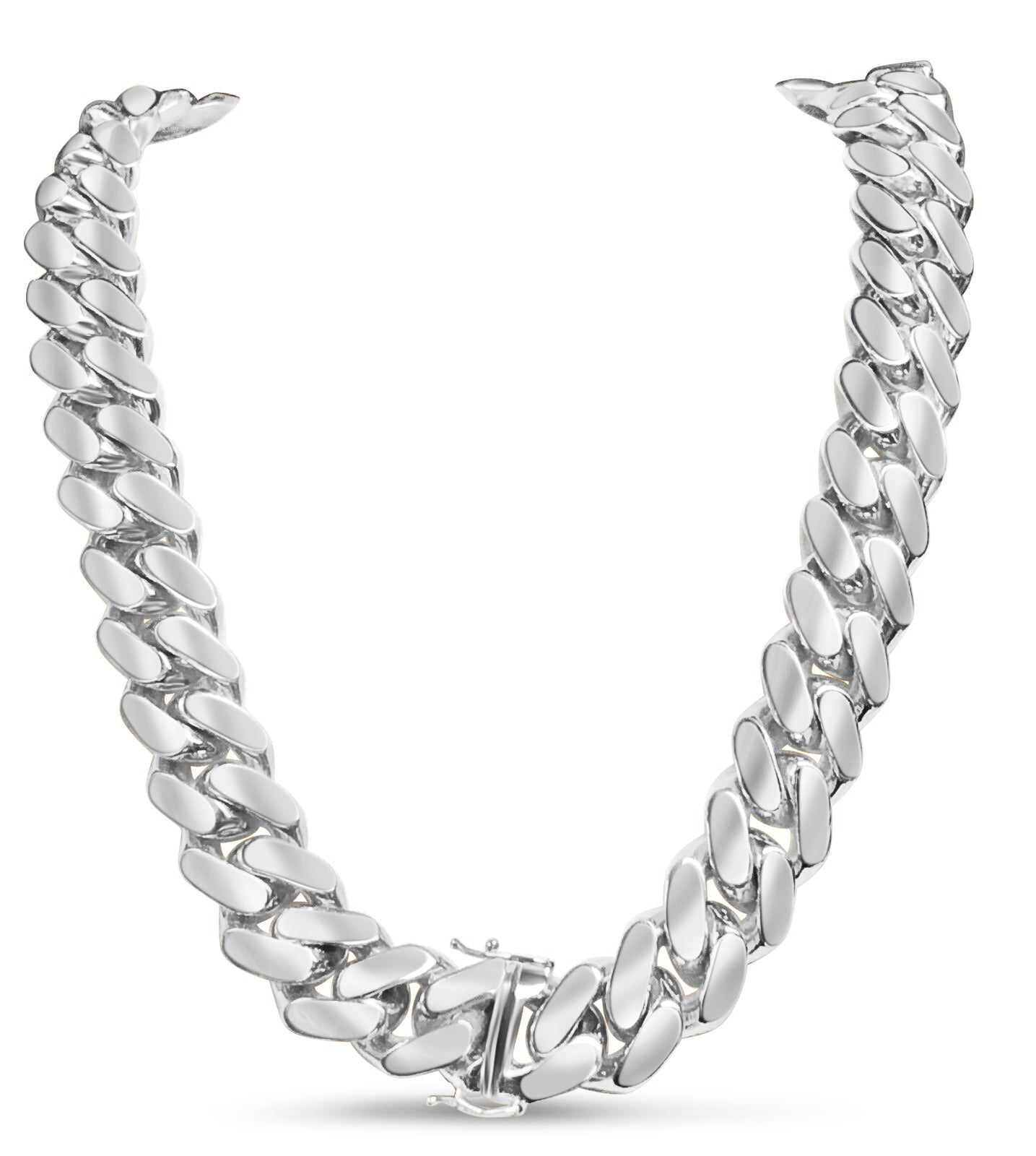 Miami Cuban Solid White/Yellow/Rose Gold Handmade Necklace , 18mm, 16-30 Inch