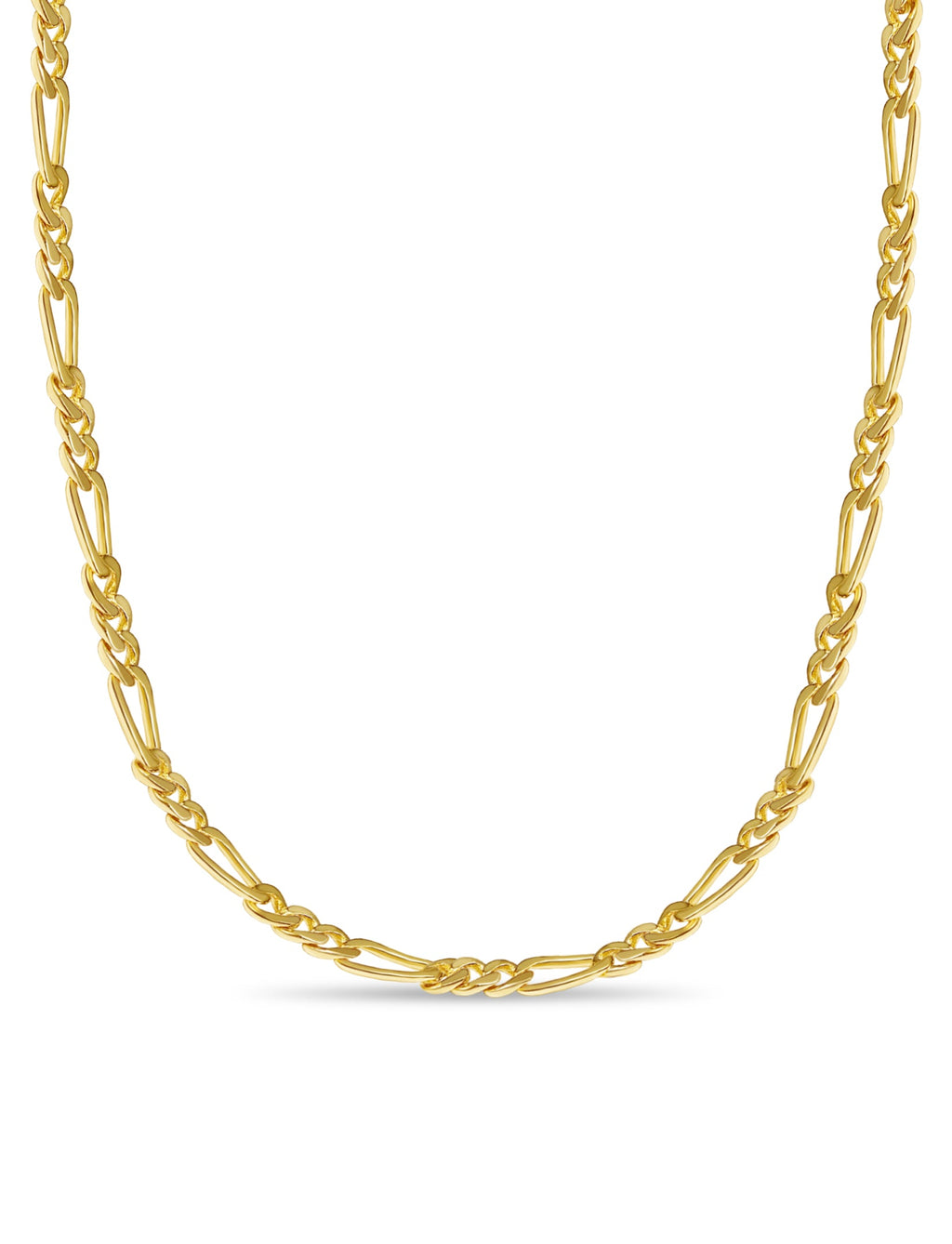 Figaro Solid White/Yellow/Rose Gold Handmade Necklace , 7mm, 16-30 Inch