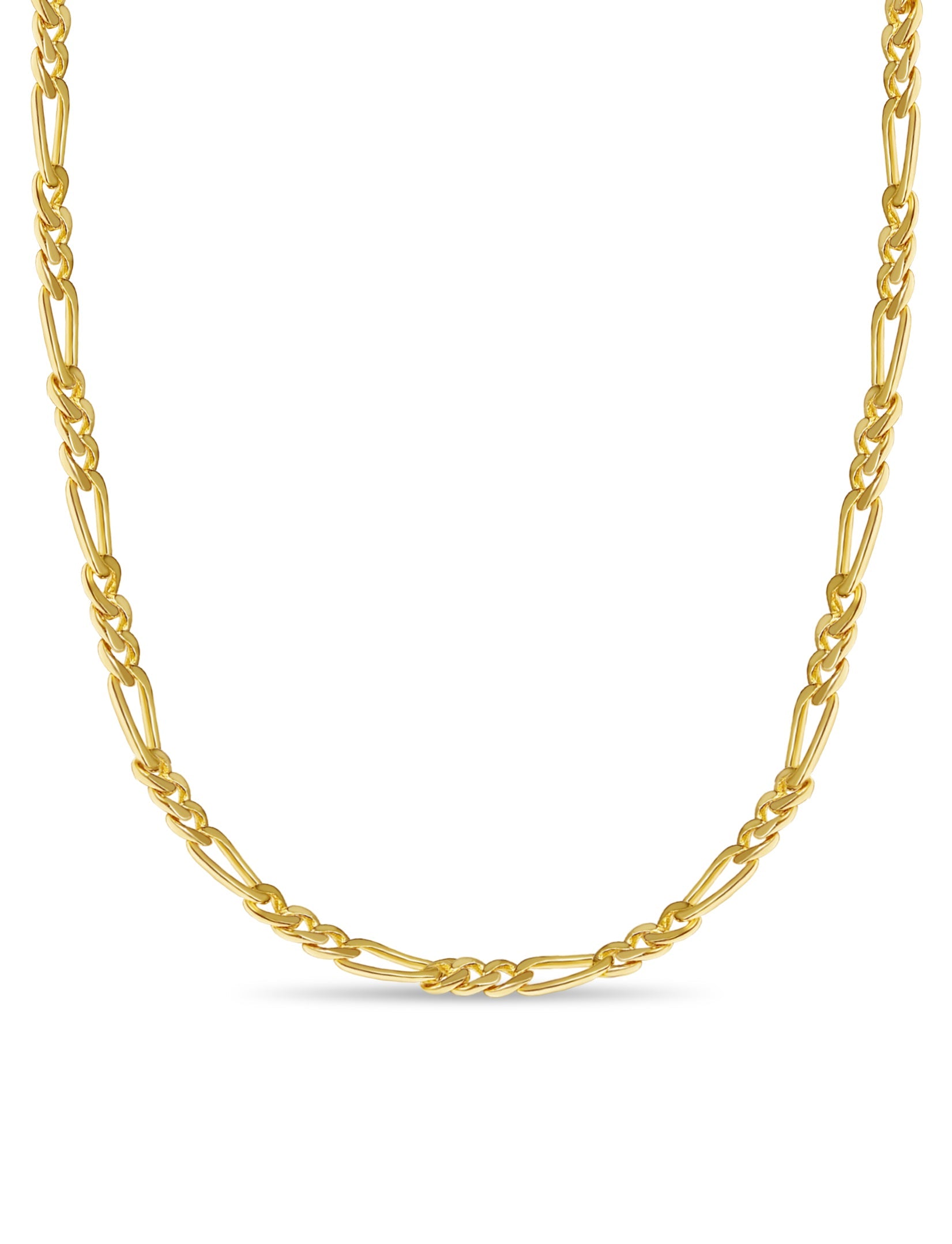 Figaro Solid White/Yellow/Rose Gold Handmade Necklace , 7mm, 16-30 Inch