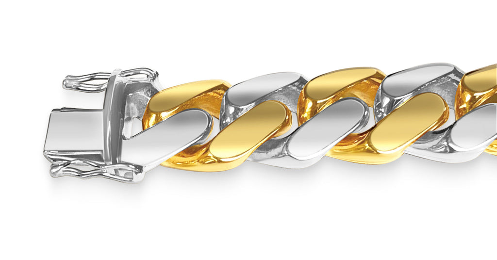 Miami Cuban Solid White/Yellow/Rose Gold Handmade Necklace , 18mm, 16-30 Inch