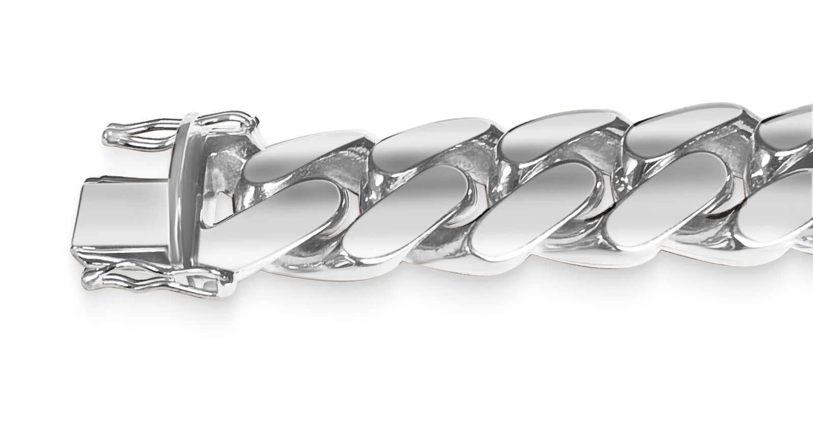 Miami Cuban Solid White/Yellow/Rose Gold Handmade Bracelet , 18mm, 6.5-10 Inch