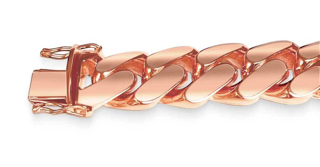 Miami Cuban Solid White/Yellow/Rose Gold Handmade Necklace , 18mm, 16-30 Inch