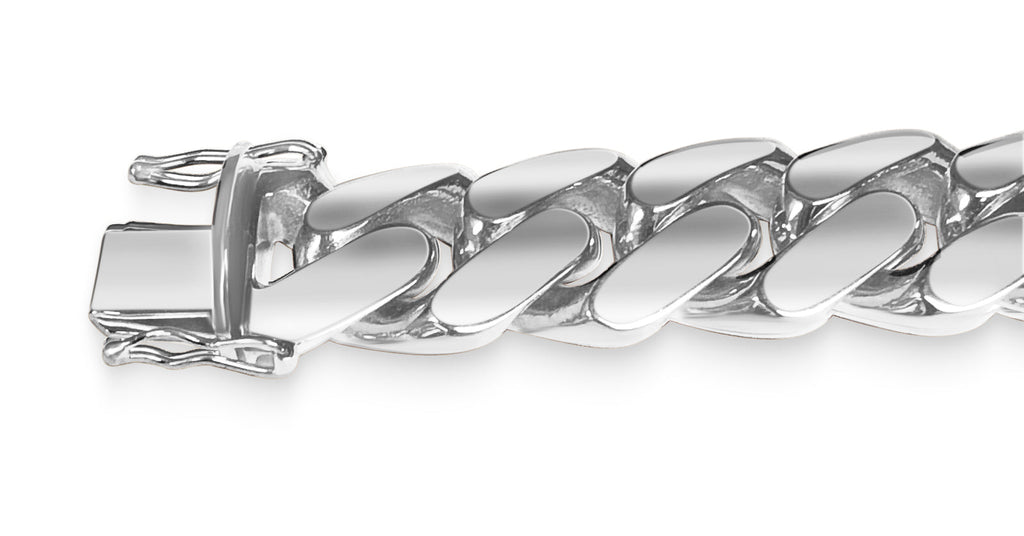 Miami Cuban Solid White/Yellow/Rose Gold Handmade Necklace , 18mm, 16-30 Inch