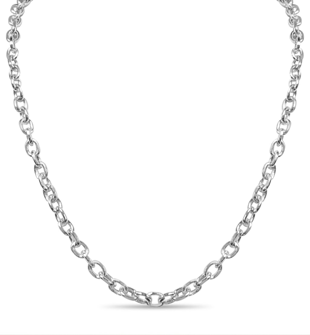 Fancy Rolo Solid White/Yellow/Rose Gold Handmade Necklace , 6mm, 16-30 Inch