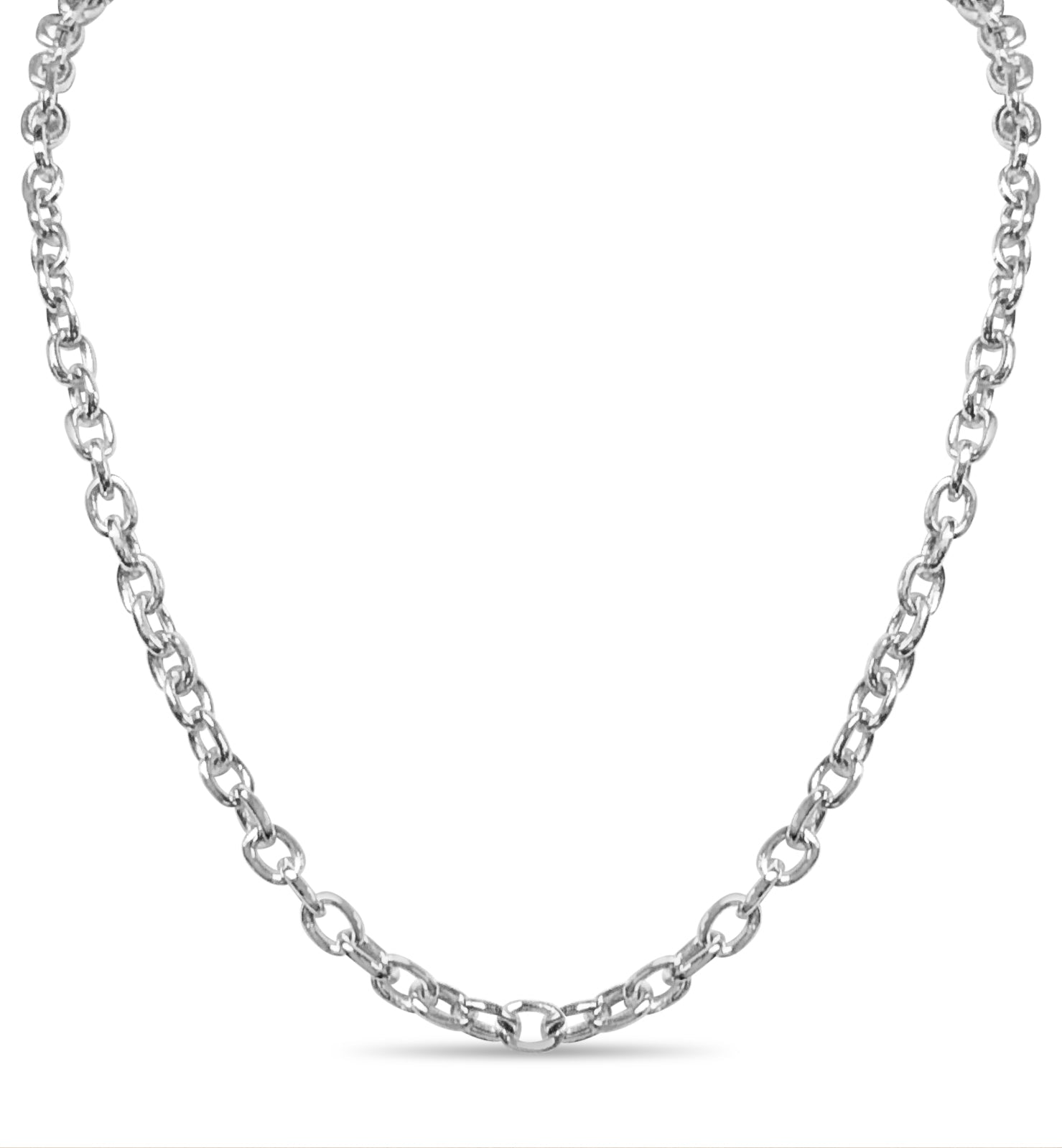 Fancy Rolo Solid White/Yellow/Rose Gold Handmade Necklace , 6mm, 16-30 Inch