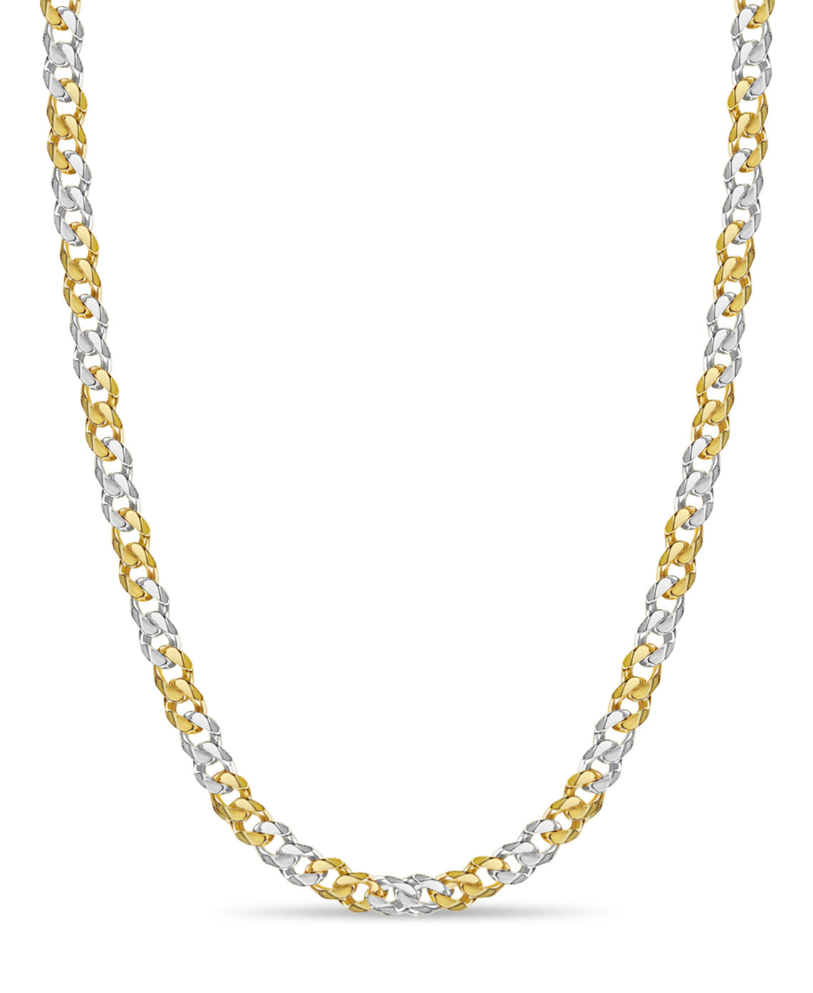 Curb Solid White/Yellow/Rose Gold Handmade Necklace , 11mm, 16-30 Inch