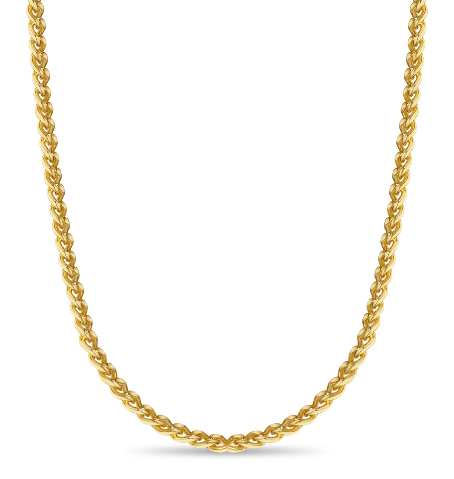 Curb Solid White/Yellow/Rose Gold Handmade Necklace , 8mm, 16-30 Inch