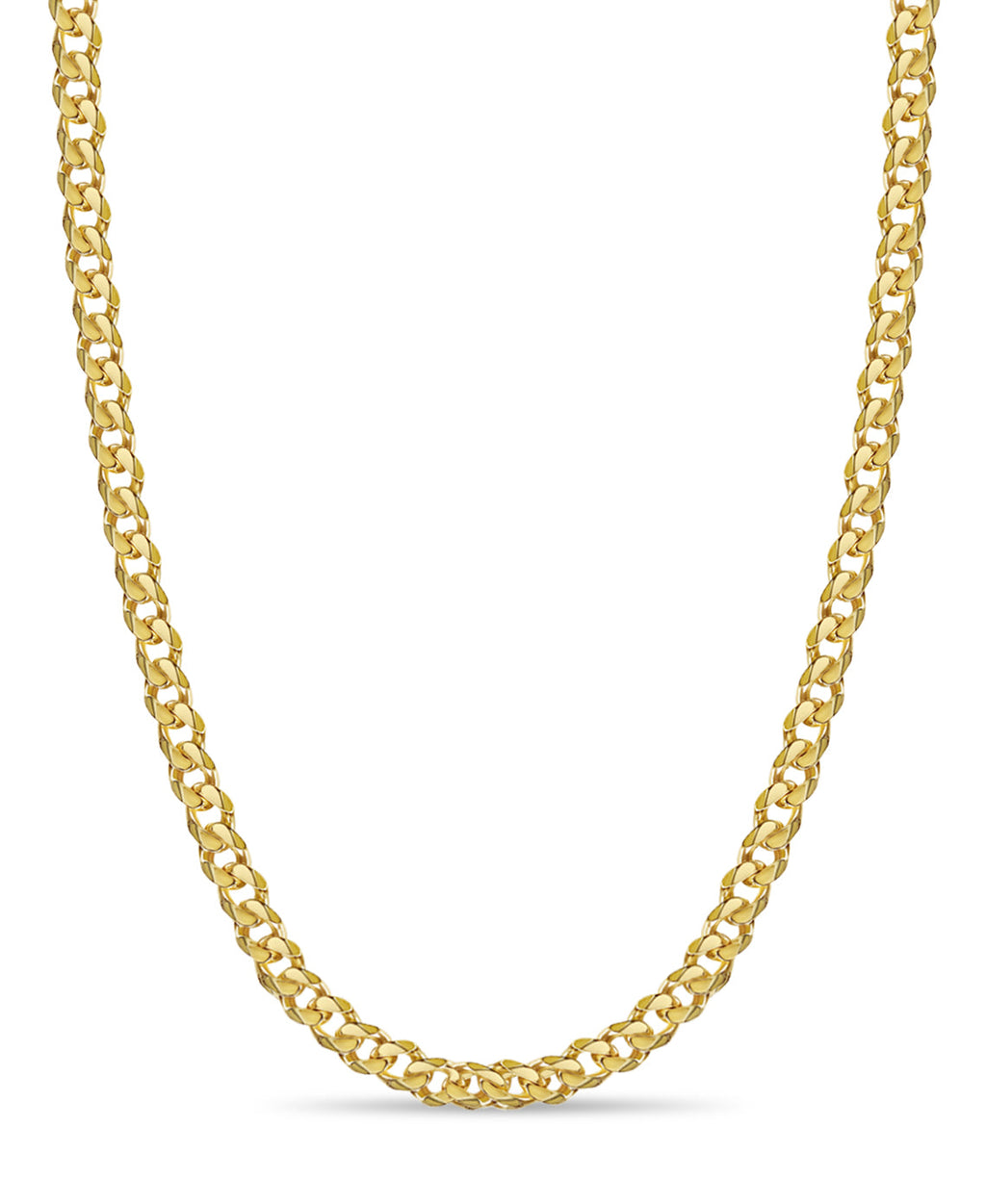 Curb Solid White/Yellow/Rose Gold Handmade Necklace , 11mm, 16-30 Inch