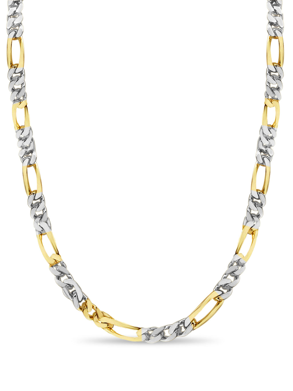 Figaro Solid White/Yellow/Rose Gold Handmade Necklace , 7mm, 16-30 Inch