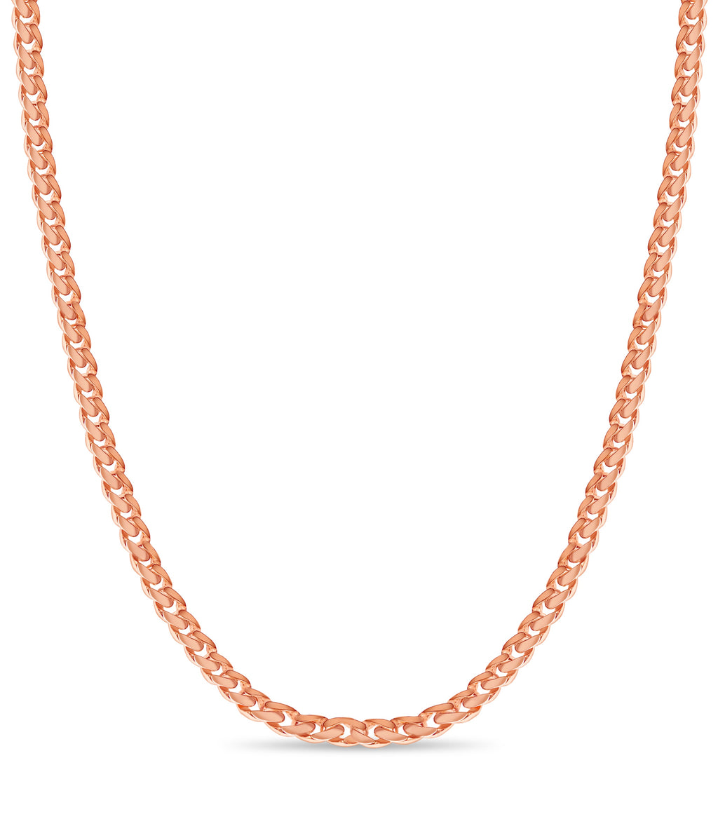 Curb Solid White/Yellow/Rose Gold Handmade Necklace , 11mm, 16-30 Inch