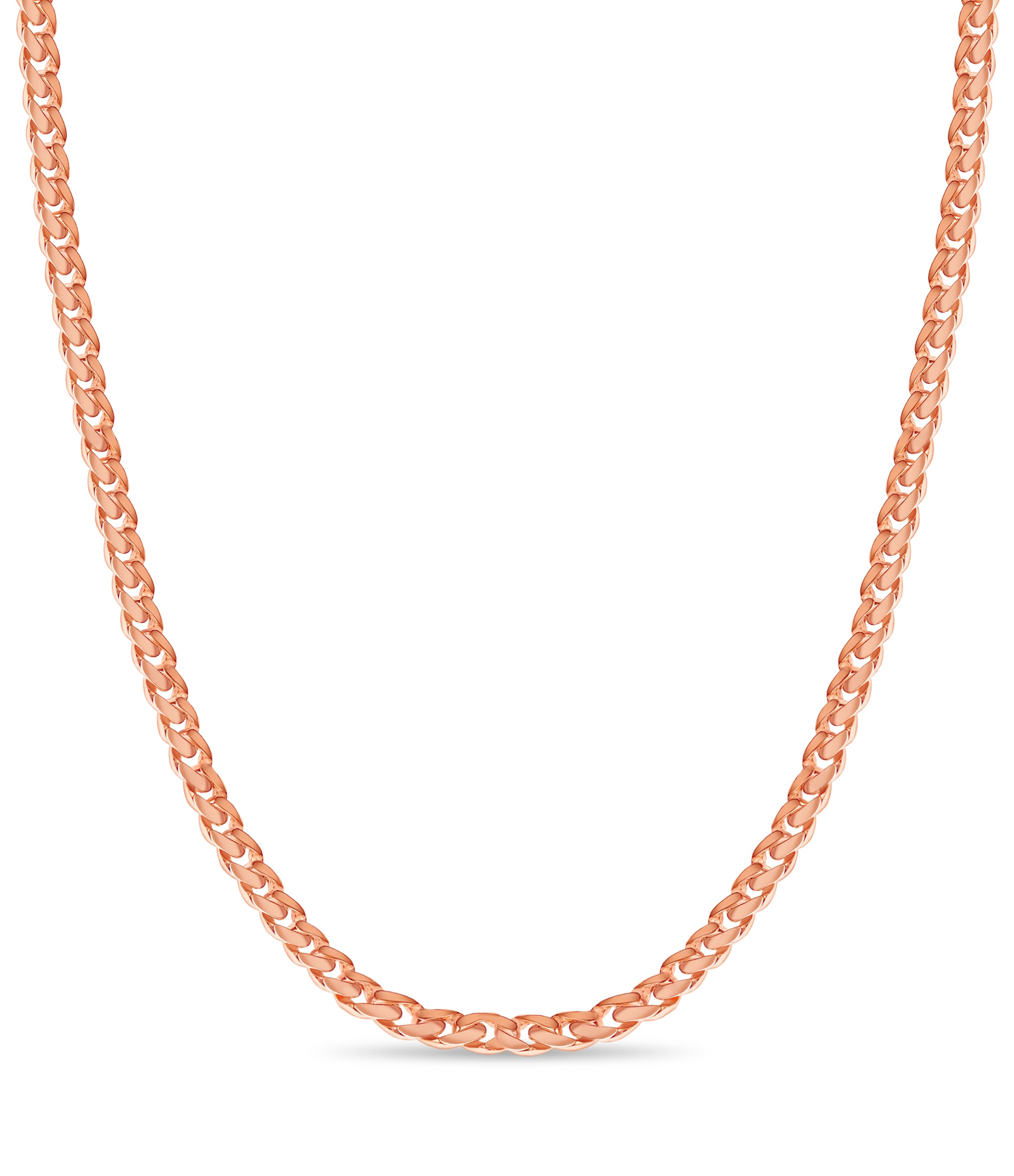 Curb Solid White/Yellow/Rose Gold Handmade Necklace , 11mm, 16-30 Inch