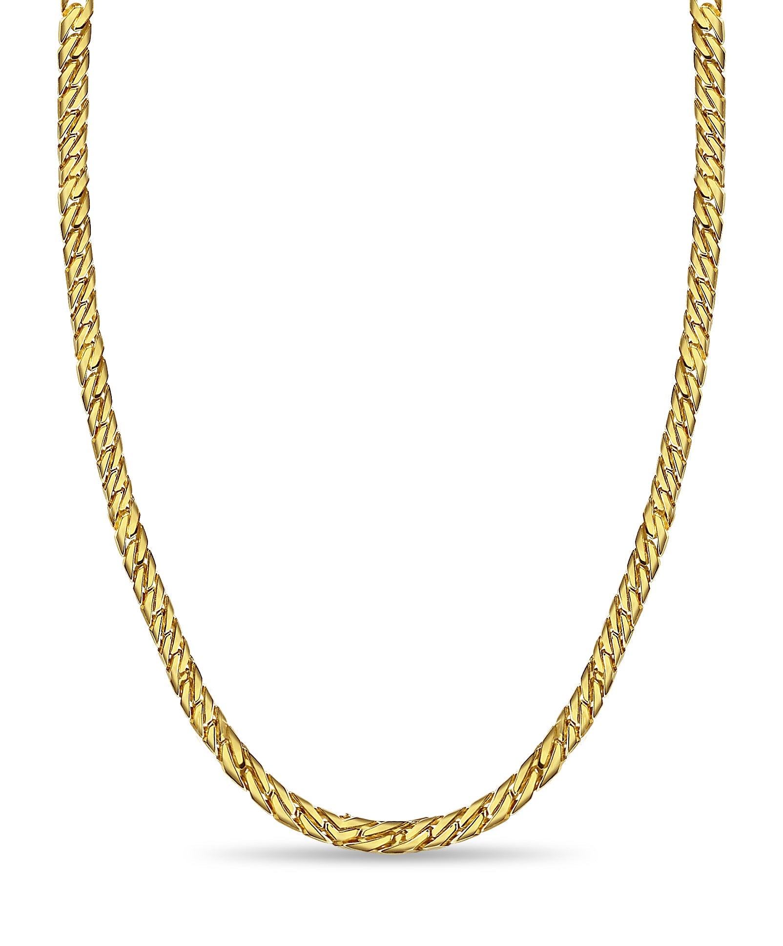 Curb Solid White/Yellow/Rose Gold Handmade Necklace , 8mm, 16-30 Inch