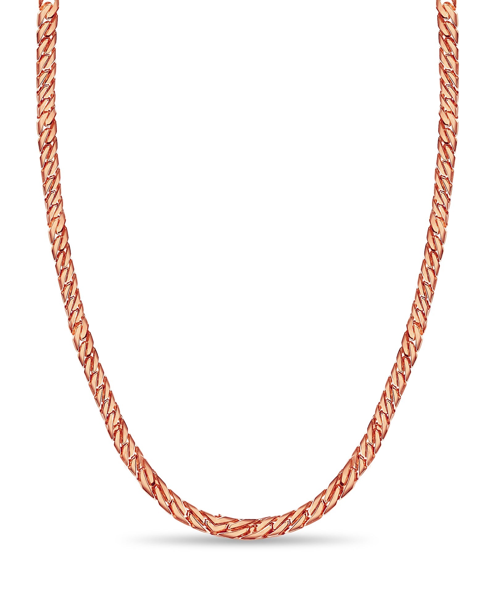Curb Solid White/Yellow/Rose Gold Handmade Necklace , 8mm, 16-30 Inch