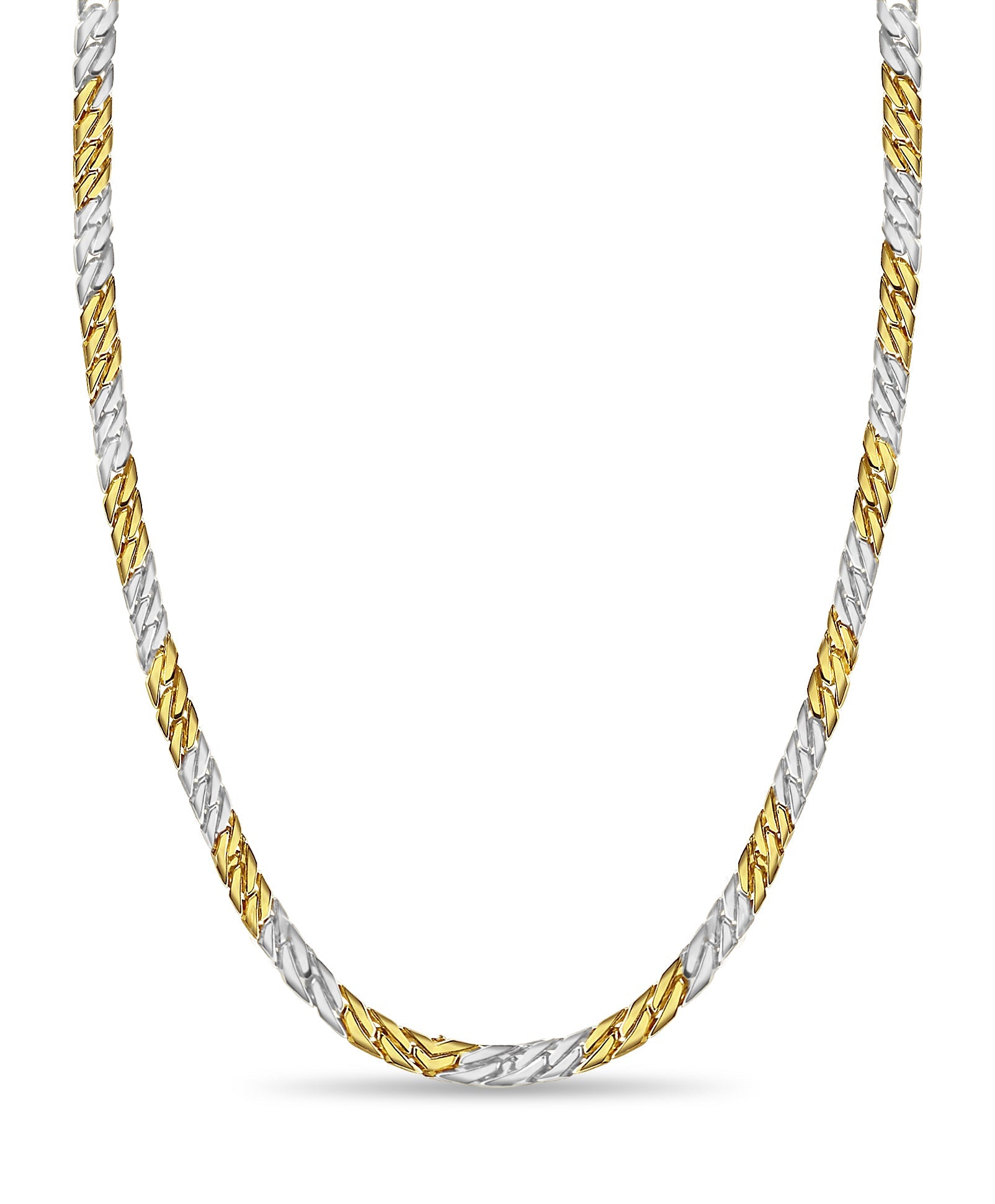 Curb Solid White/Yellow/Rose Gold Handmade Necklace , 8mm, 16-30 Inch