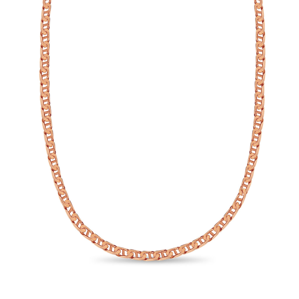 Mariner Solid White/Yellow/Rose Gold Handmade Necklace , 7mm, 16-30 Inch
