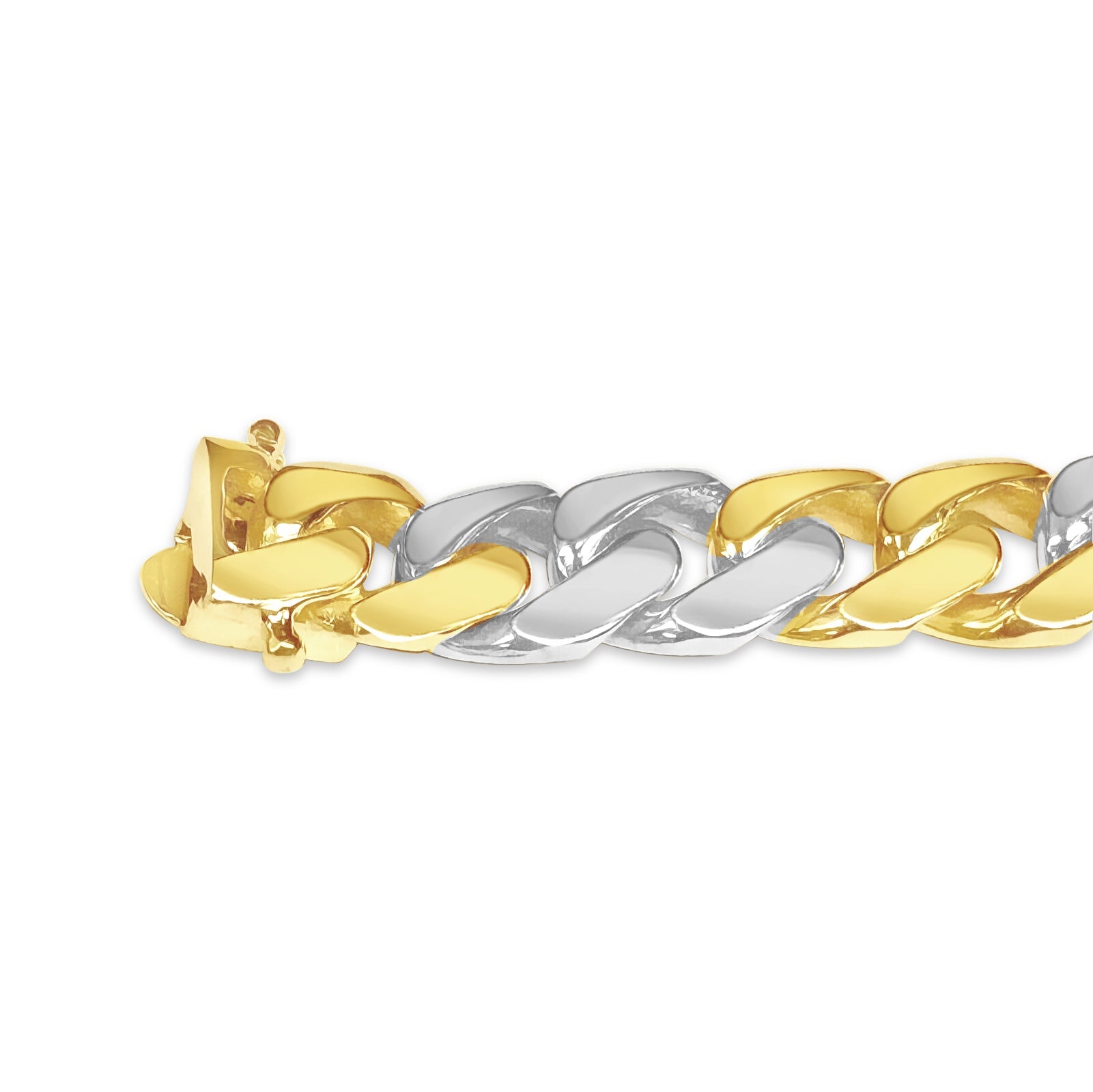 Miami Cuban Solid White/Yellow/Rose Gold Handmade Necklace , 11mm, 16-30 Inch