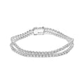 18K White Gold 5 3/5 Cttw Natural Diamond Double Row Link Tennis Bracelet (G-H Color, VS1-VS2 Clarity) - 7" Inches