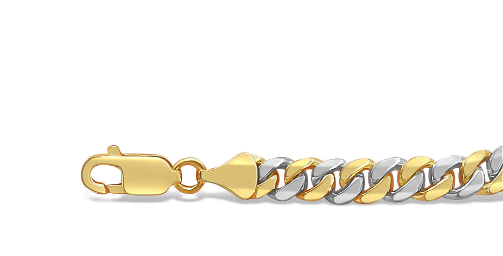 Miami Cuban Solid White/Yellow/Rose Gold Handmade Necklace , 7mm, 16-30 Inch