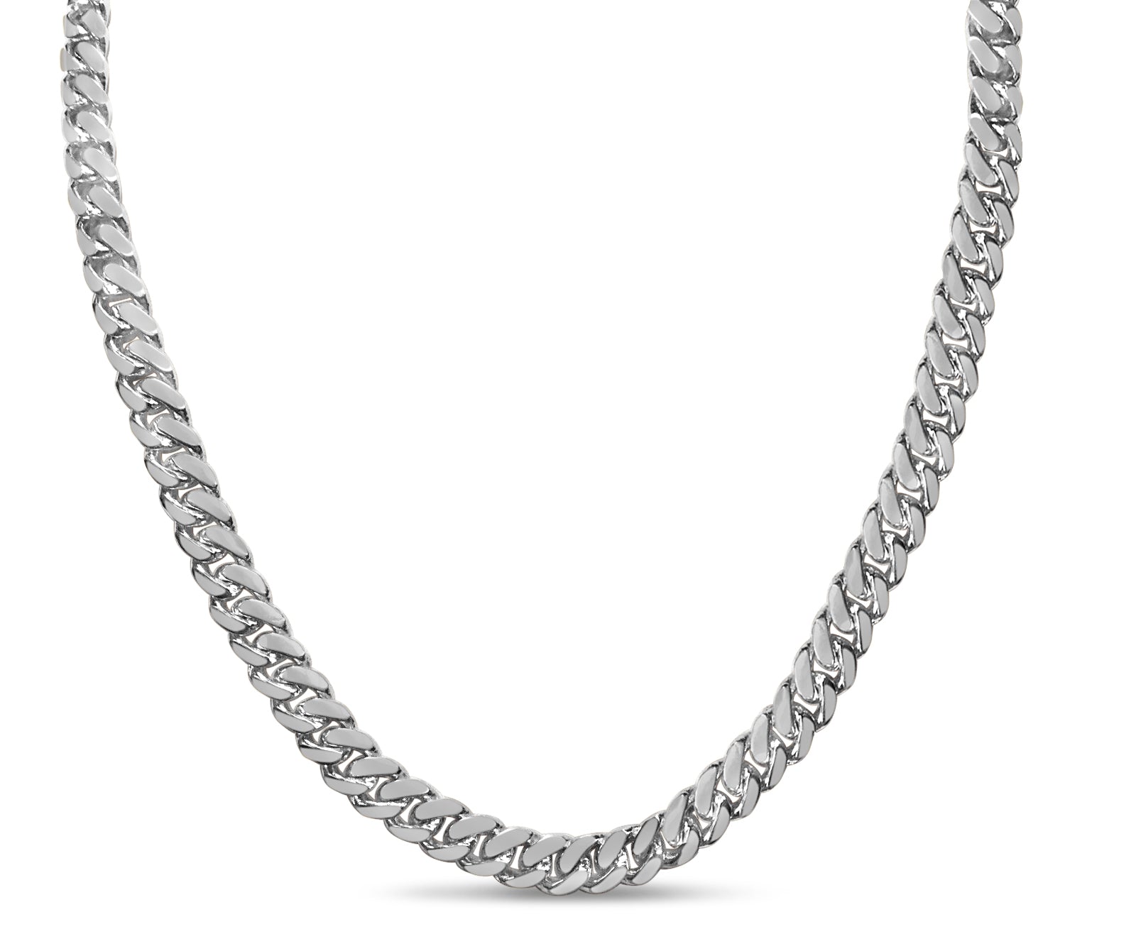 Miami Cuban Solid White/Yellow/Rose Gold Handmade Necklace , 7mm, 16-30 Inch