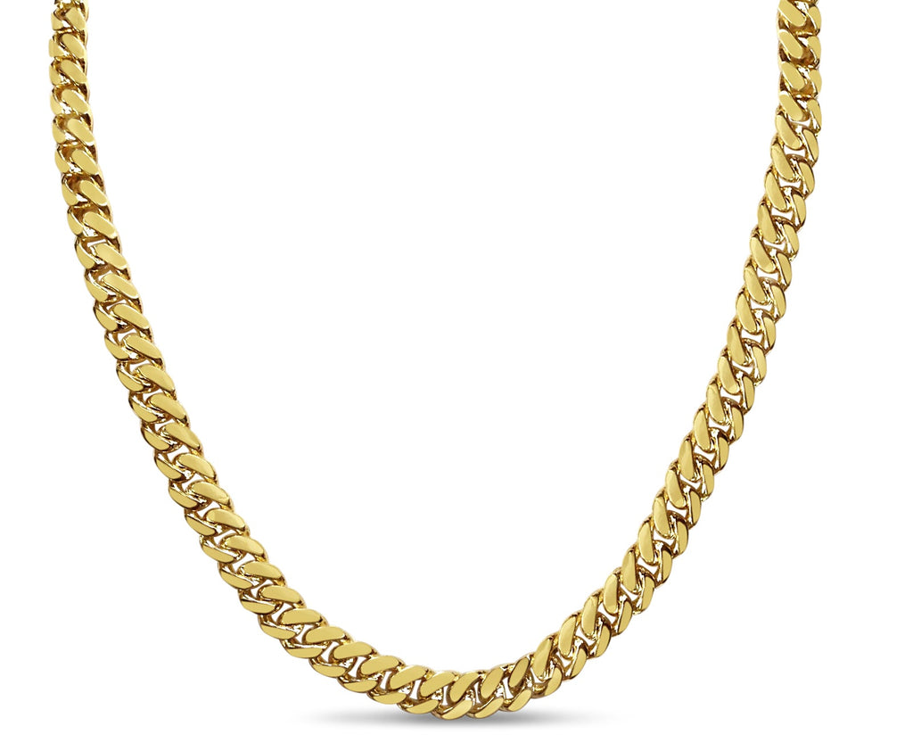 Miami Cuban Solid White/Yellow/Rose Gold Handmade Necklace , 7mm, 16-30 Inch