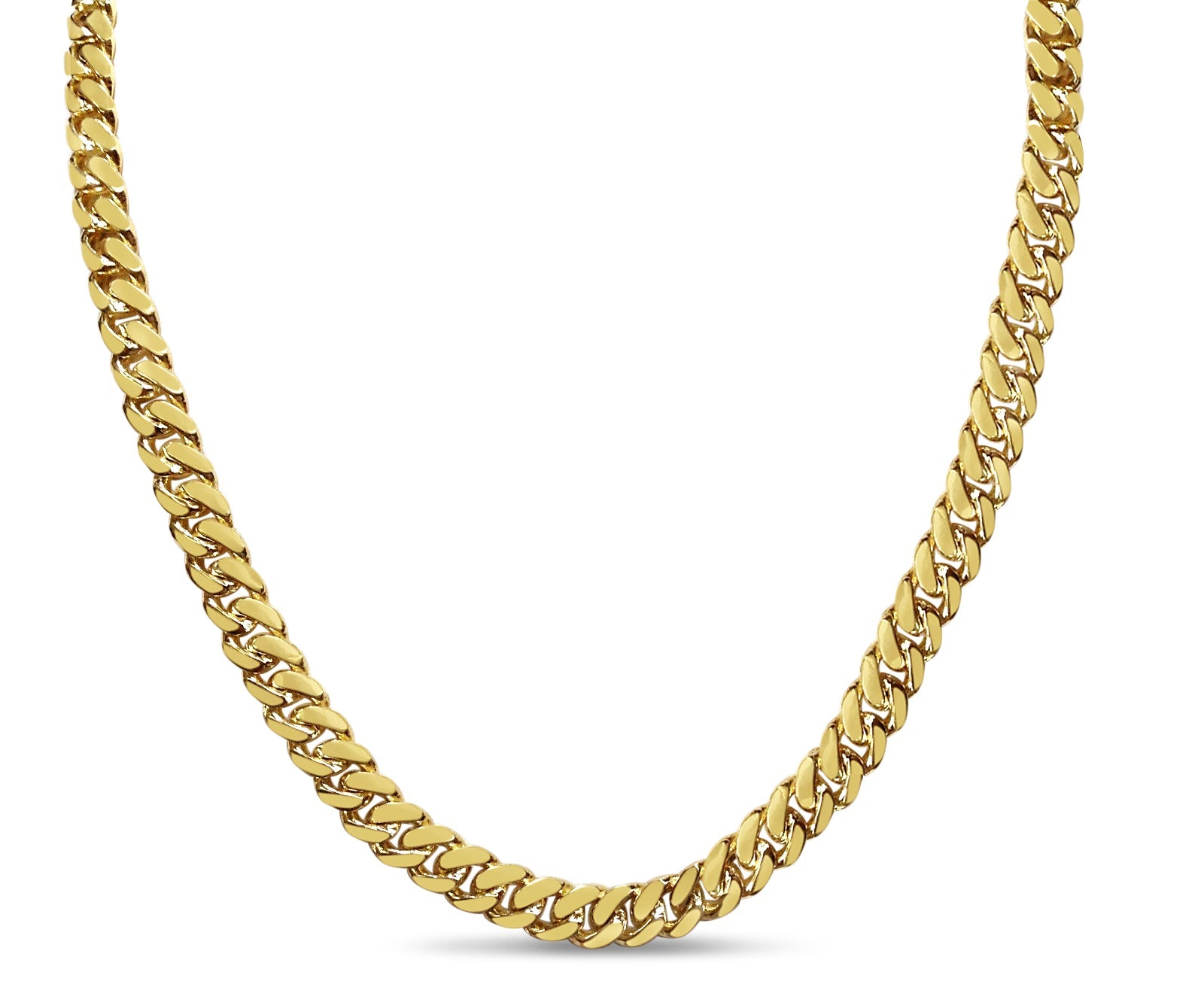 Miami Cuban Solid White/Yellow/Rose Gold Handmade Necklace , 7mm, 16-30 Inch