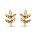 10K Yellow Gold 1/10 Cttw Diamond Accented Leaf and Branch Stud Earrings (H-I Color, I1-I2 Clarity)